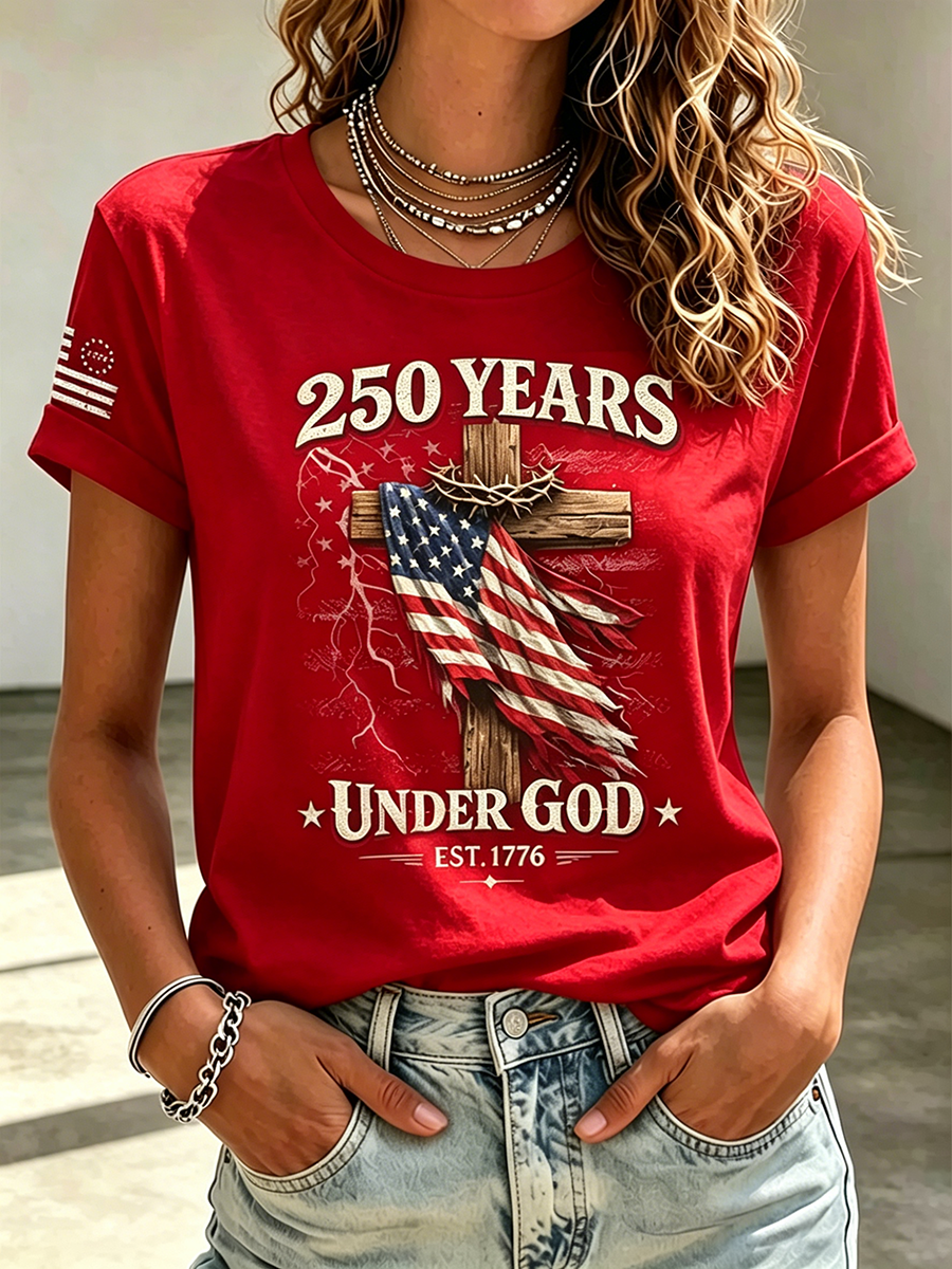 250Th Anniversary Commemorative Faith Printed Round Neck Top In The United States