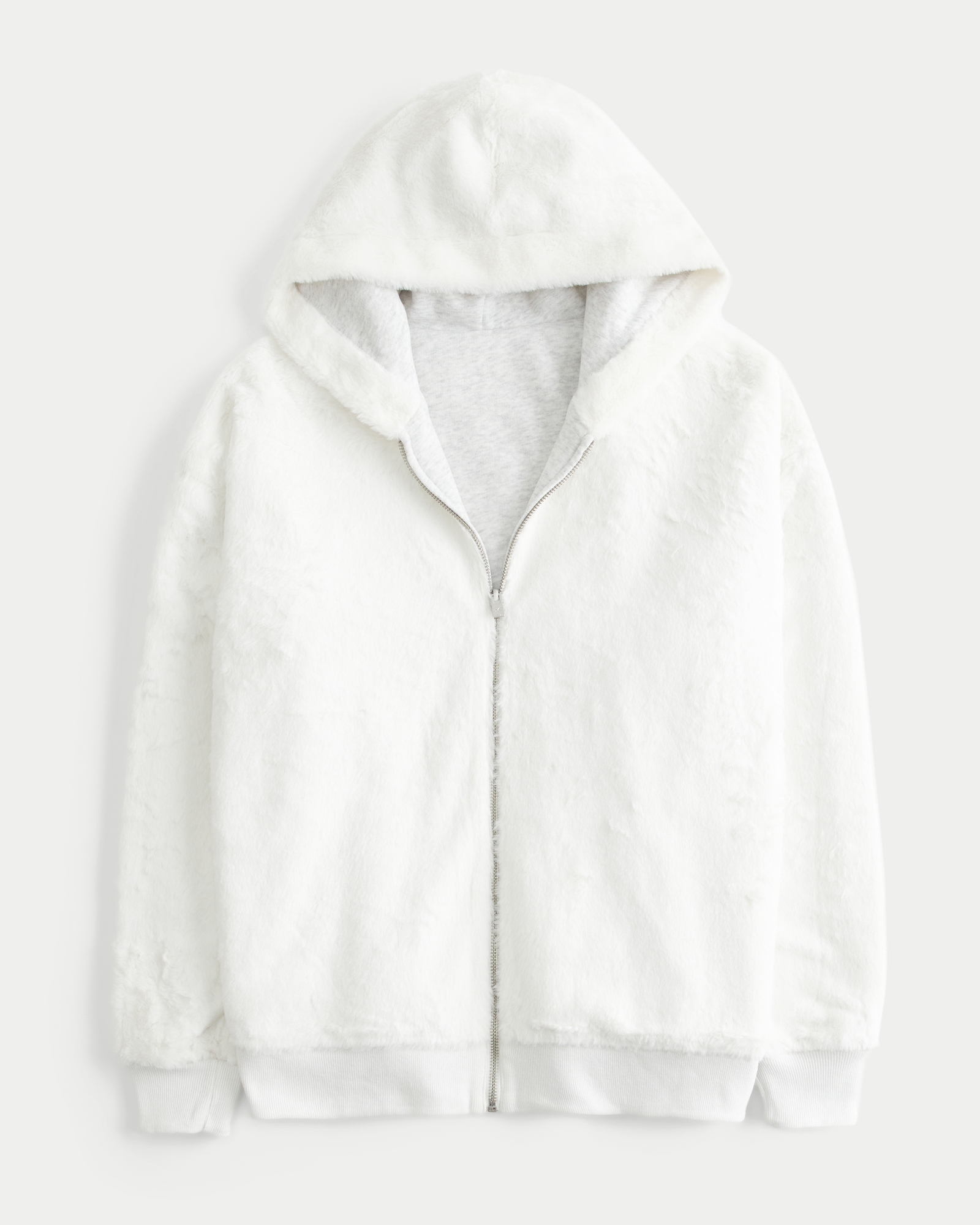 Reversible Faux Fur-Lined Fleece Zip-Up Hoodie