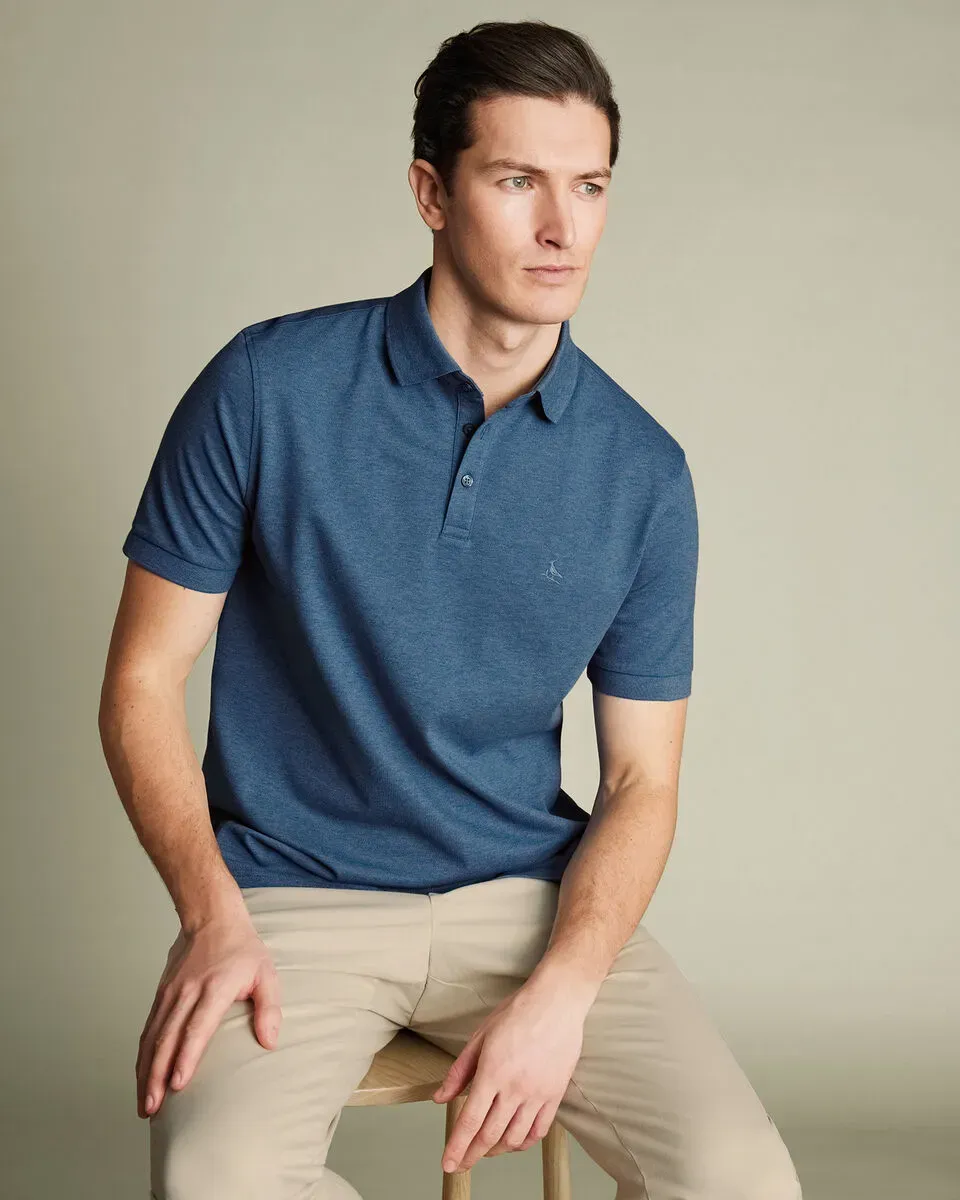 Men'S Casual Business POLO Shirt, Breathable Pique Fabric