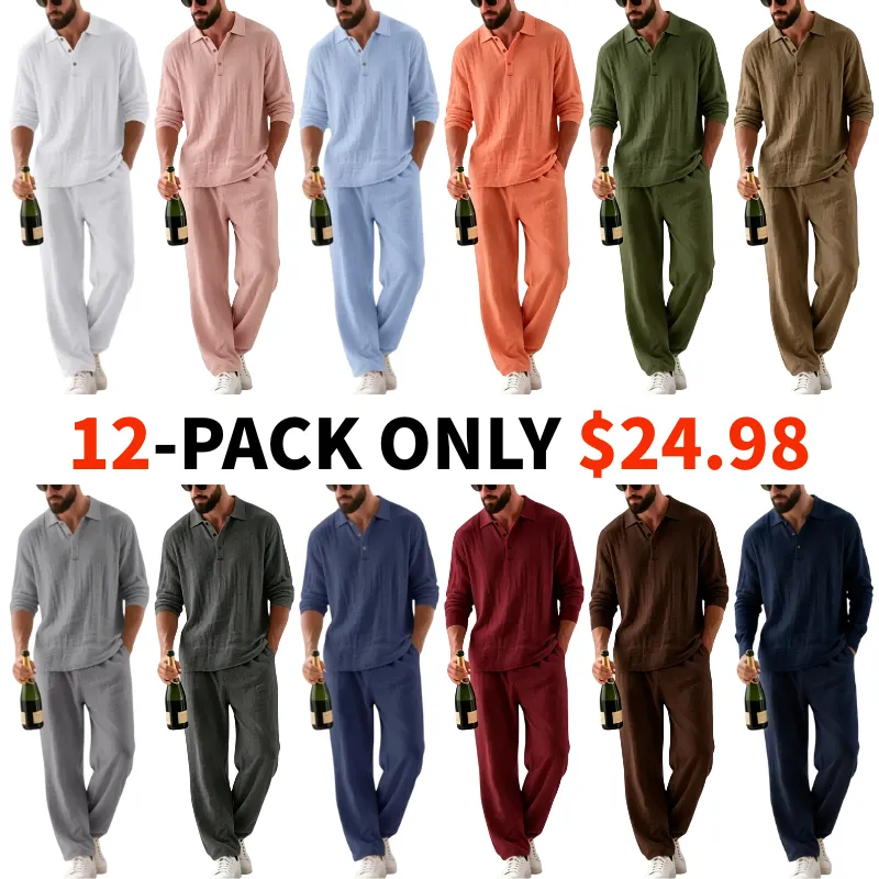 🔥Men's Linen Polo Casual Set