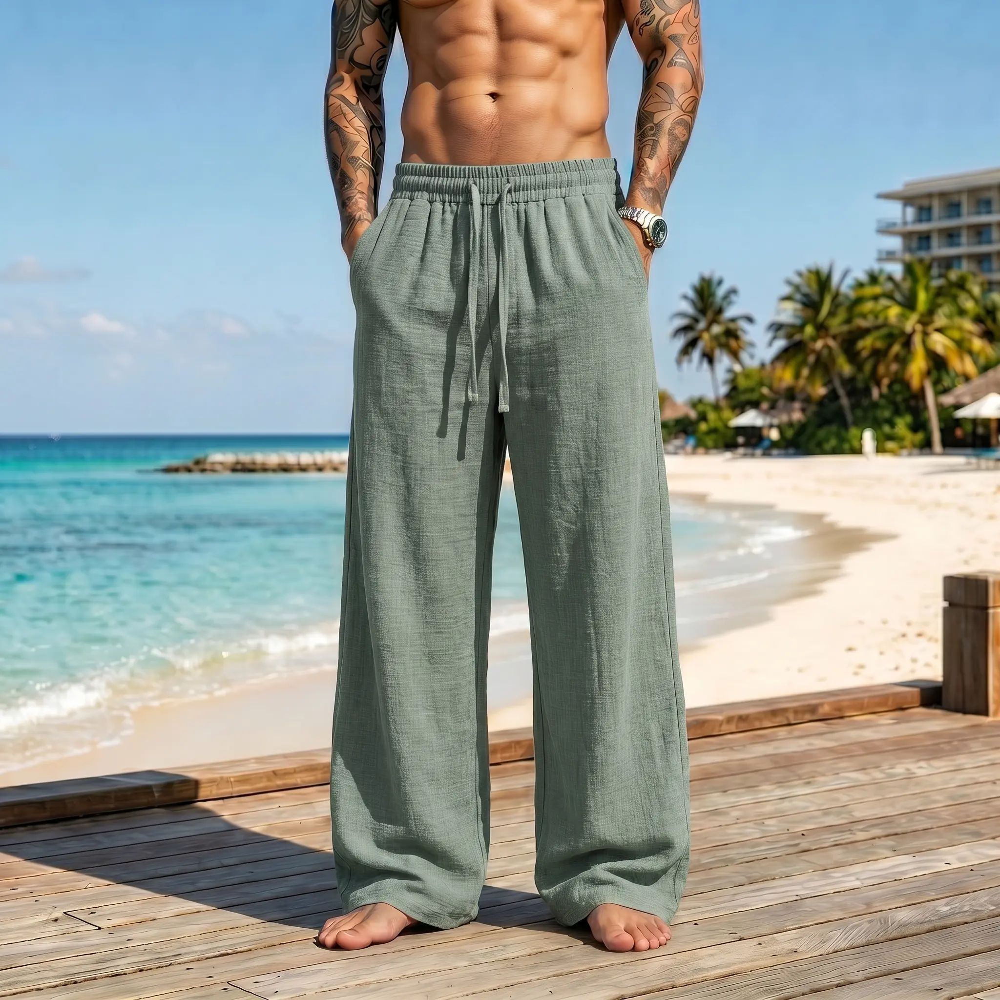 Men's Lightweight Retro Casual Summer Trousers | Loose Fit, Cool and Comfortable