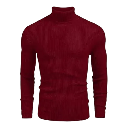 Autumn Men's Knitted Ribbed Turtleneck Slim Fit Basic Sweater
