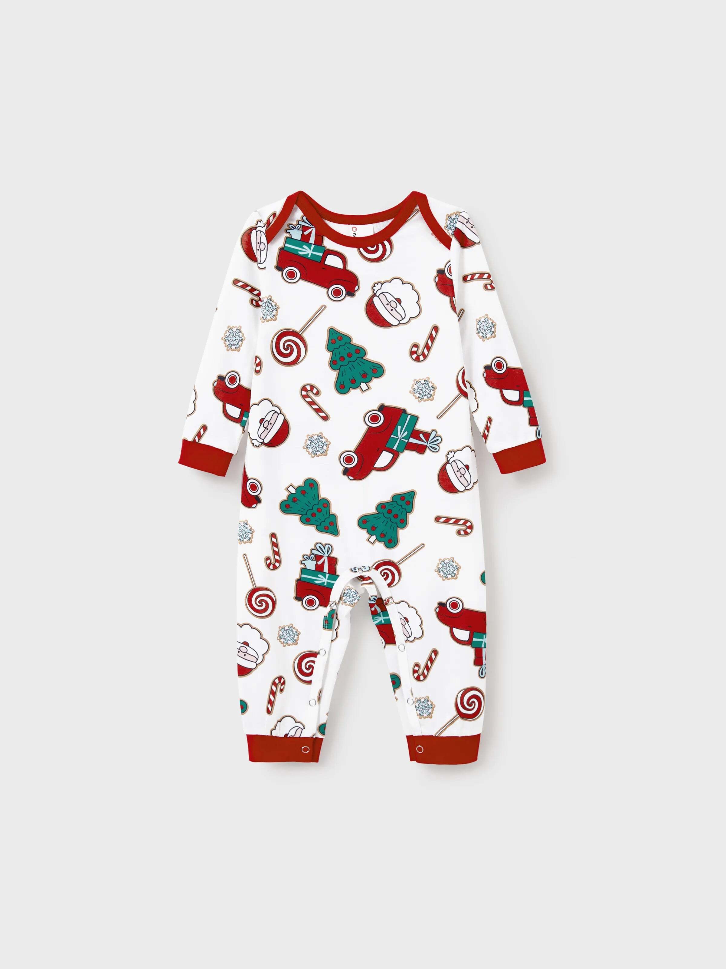 Christmas Matching Family Pajamas Set Santa Claus and Christmas Tree Print White PJS with Christmas Socks White