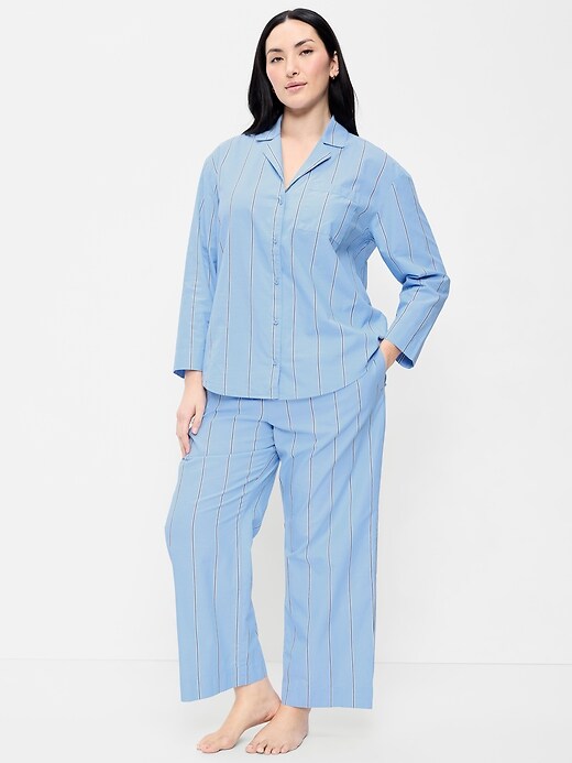 Poplin Pajama Pant Set Blue