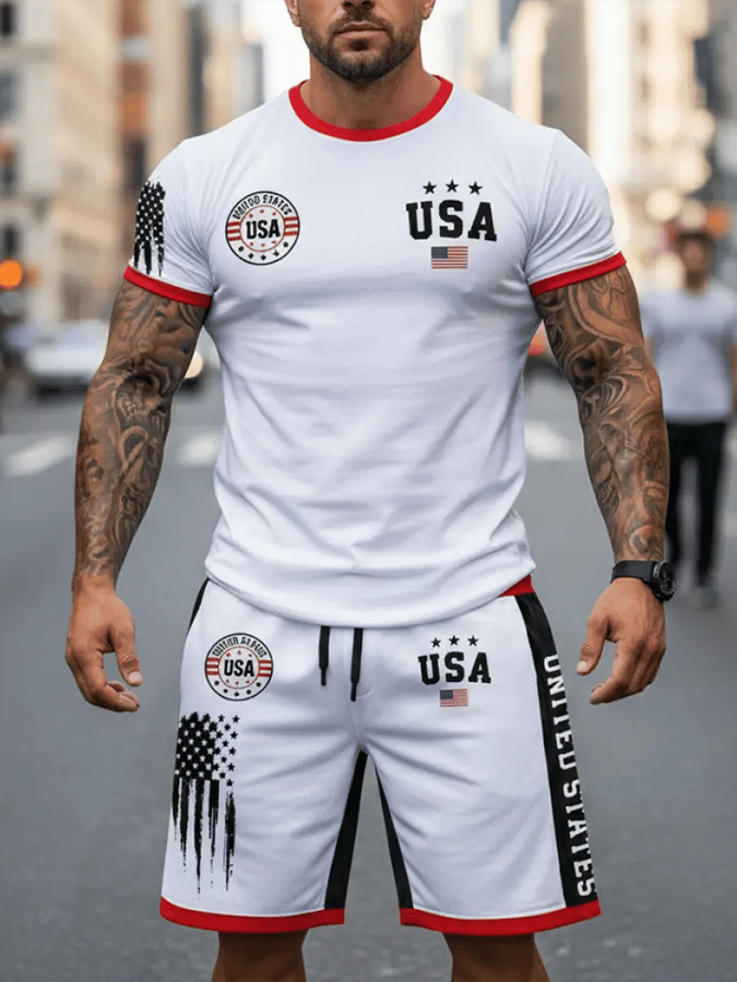 Men's 250th Anniversary National Flag Print Casual Short-Sleeved T-Shirt