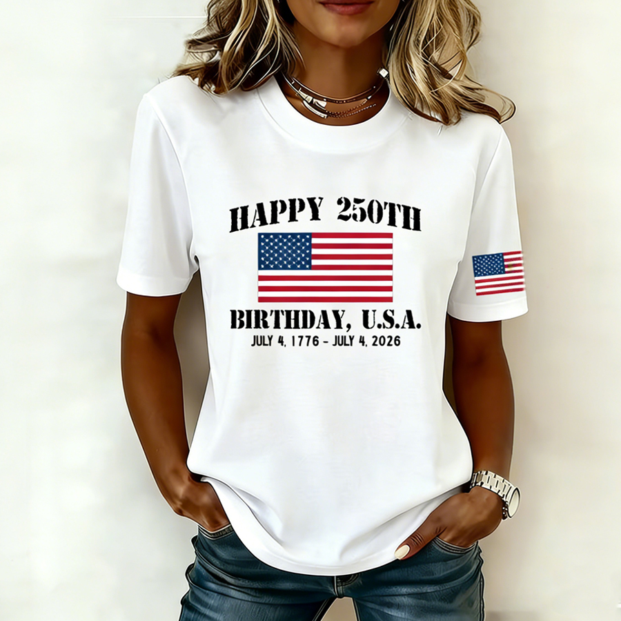 Women'S American Flag Printed Casual T-Shirt