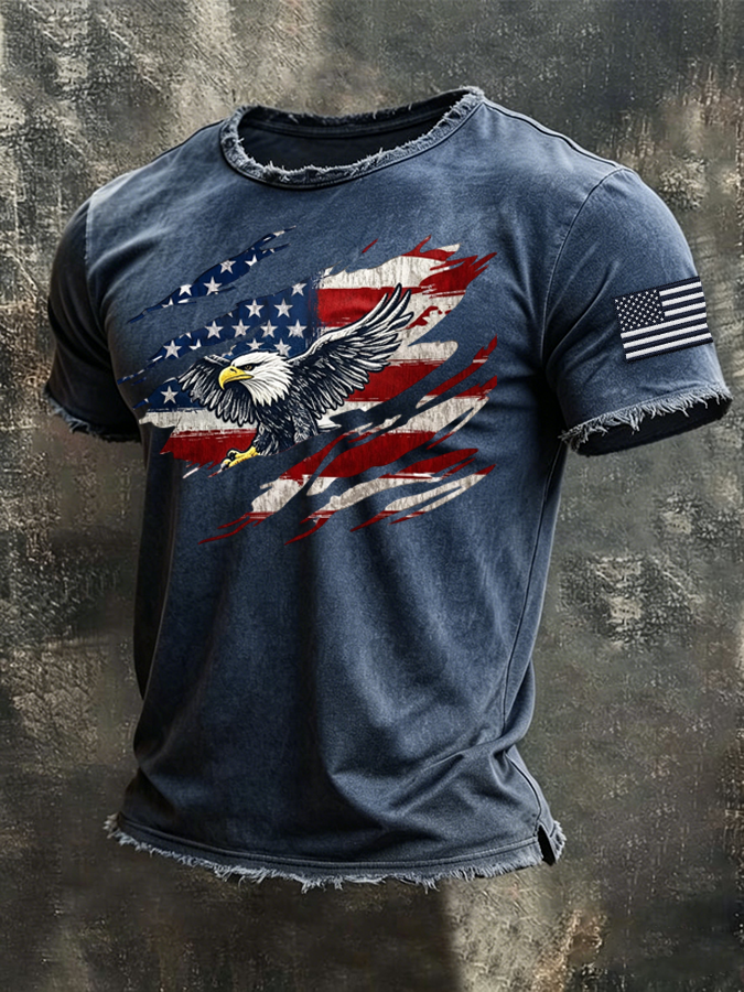 Men's American Flag Printed Casual T-shirt