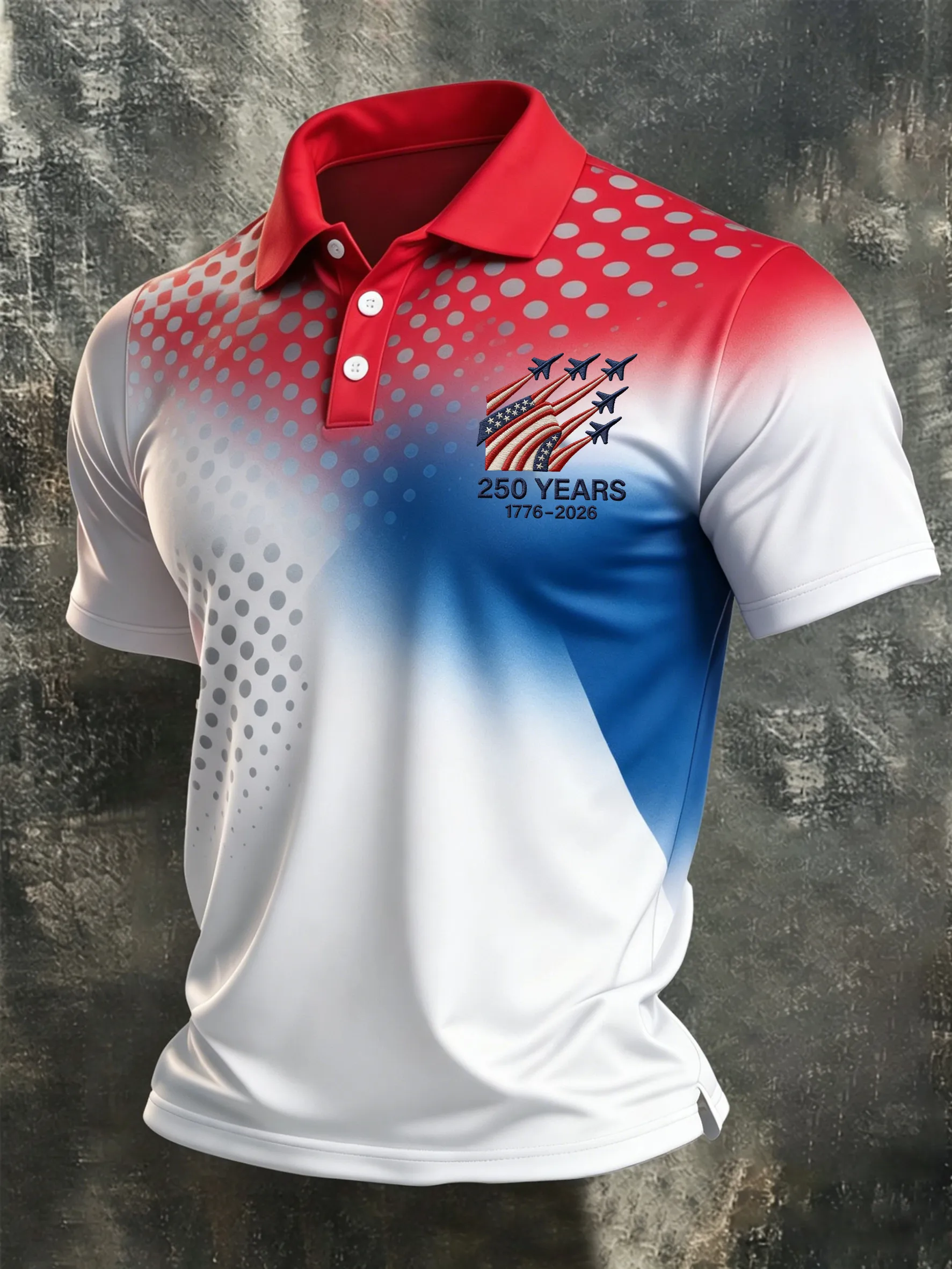 Men'S America 250Th Anniversary Print Casual Polo Shirt