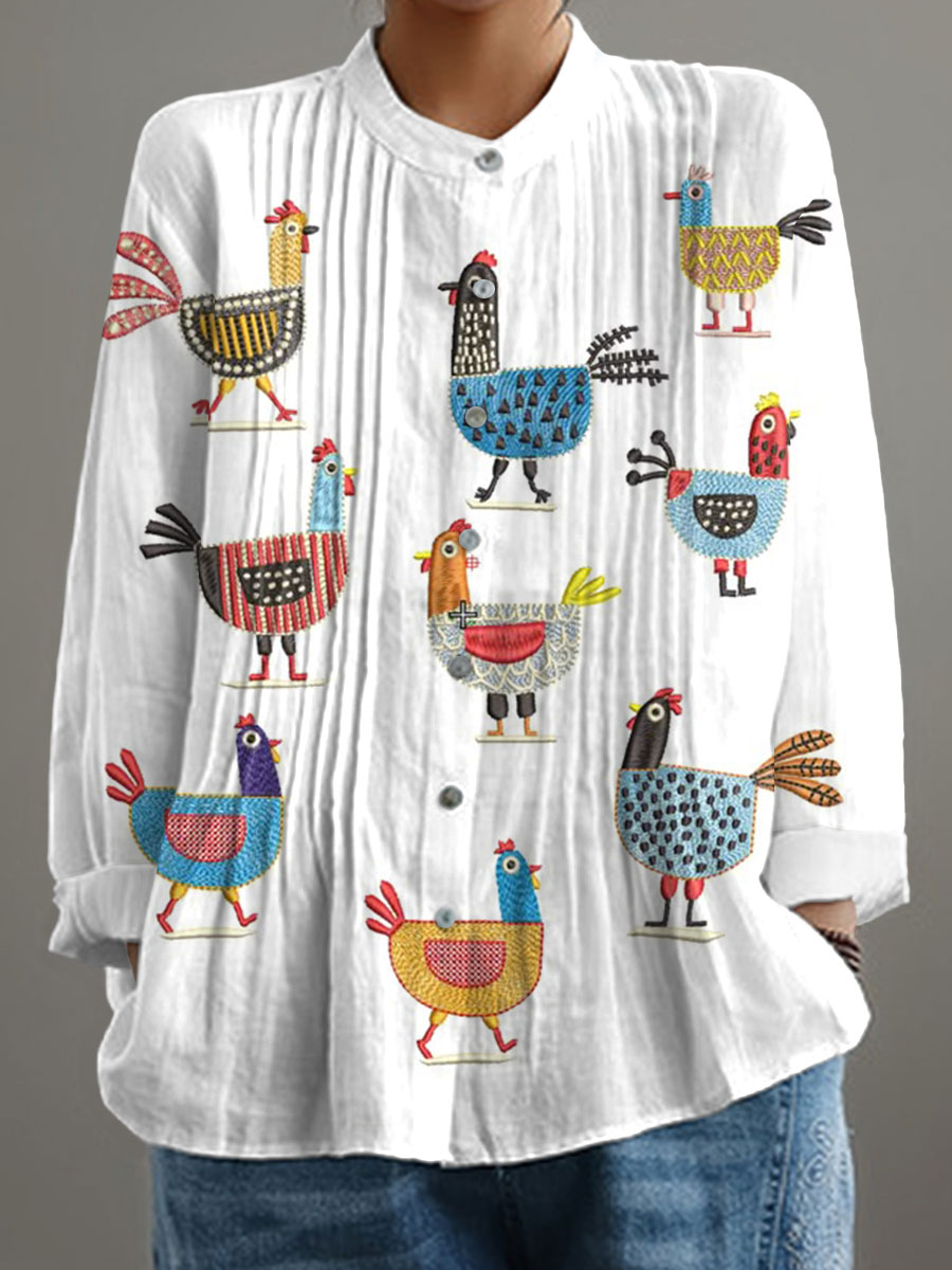 Women's Funny Chick Art Print Casual 100% Cotton Wide Leg Jumpsuit