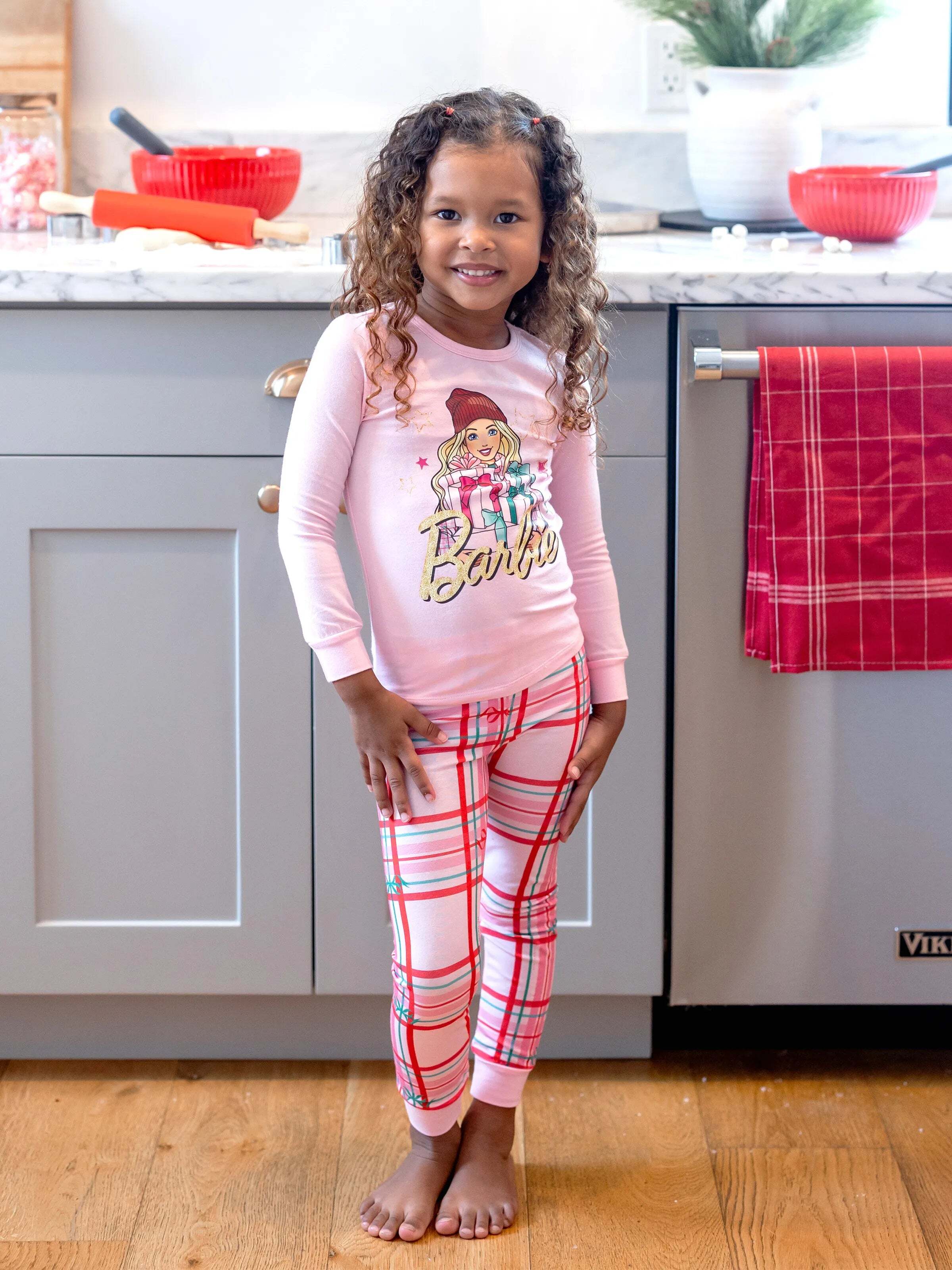 Barbie Christmas Mommy and Organic Cotton Snug-fitting Pajamas Set Pink