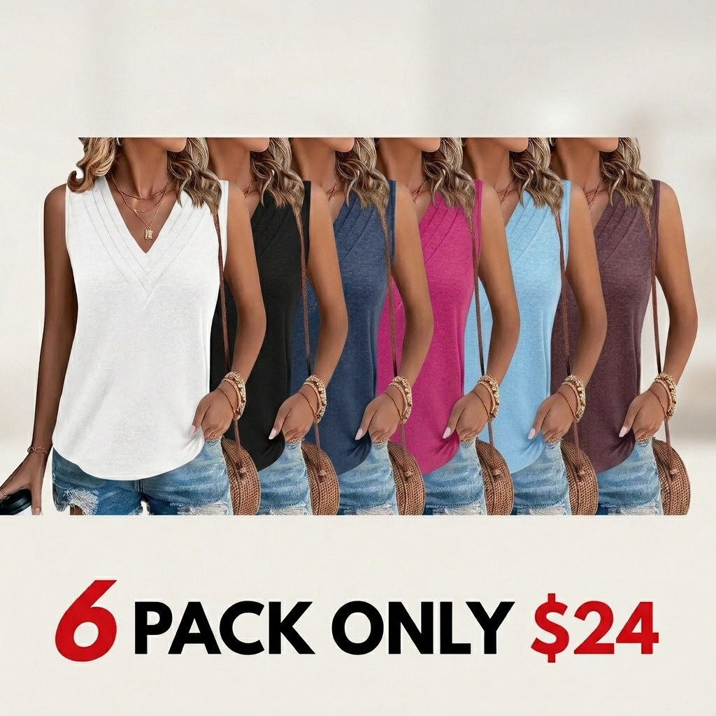 Women V Neck Tank Tops Dressy Casual Summer Loose Fit Sleeveless Shirts Blouse