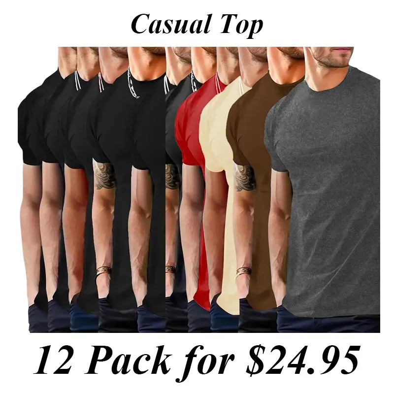 12PACK-Hipster Hip Hop Longline Crewneck Shortsleeve T-Shirt,Menswear Casual Streetwear Tshirt Tops