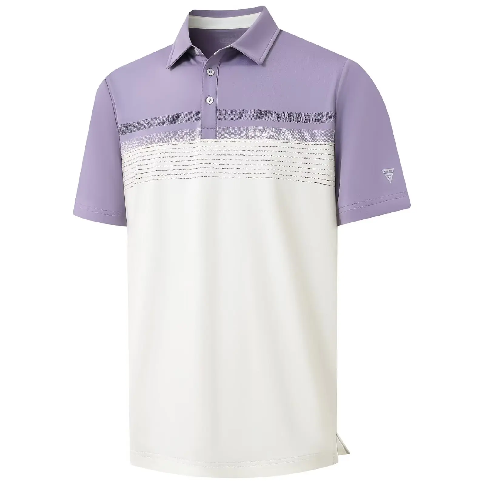 Polo Shirts for Men Dry Fit Performance Chest Print Color Block Moisture Wicking Casual Short Sleeve Golf Shirts