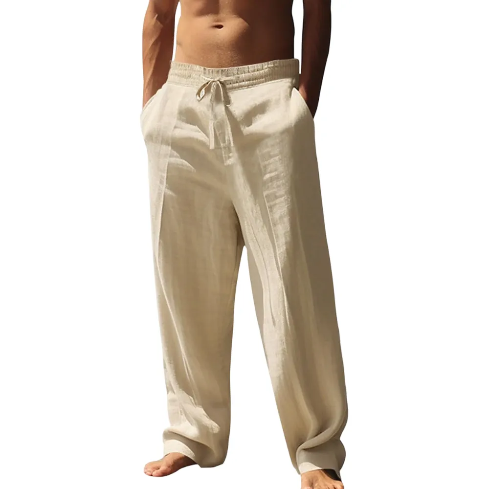 🔥8-pack $24 - Men's linen casual straight leg trousers