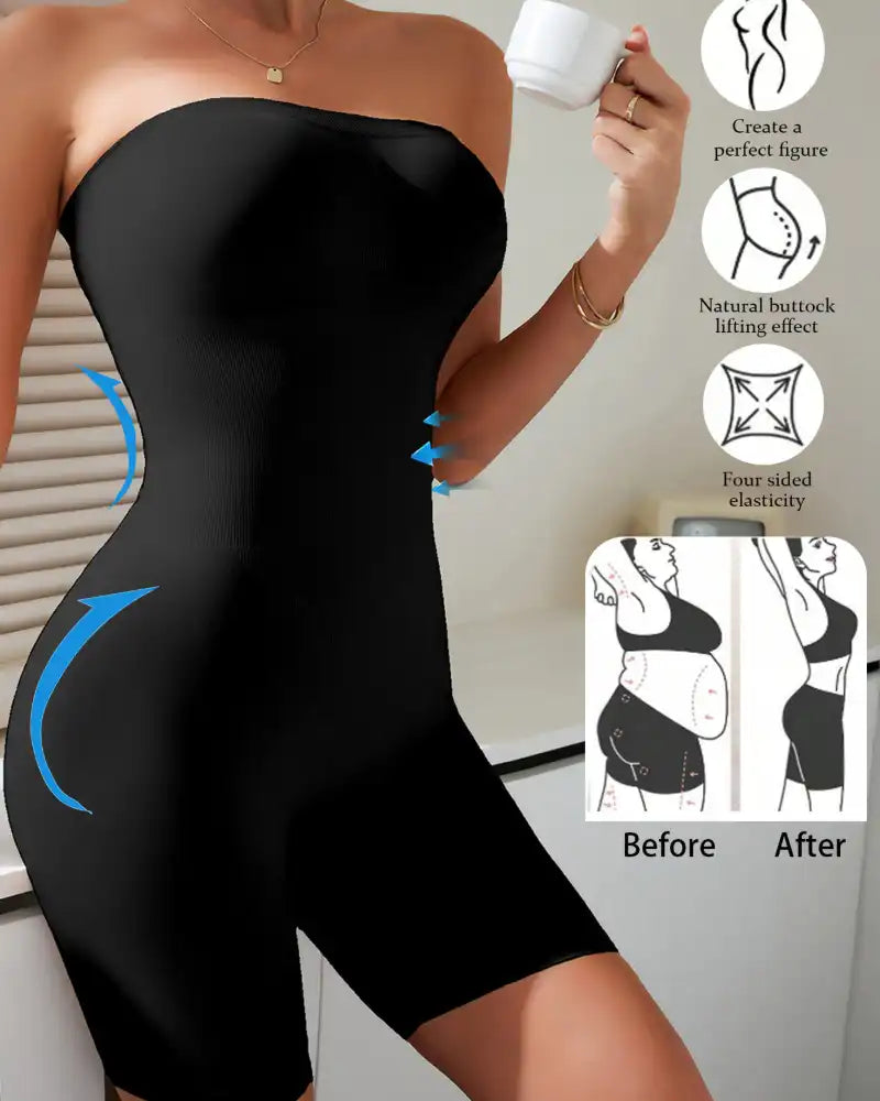 +$5 BOGO FREE!🔥Strapless Tummy Control Shapewear Bodysuit - Mid-Thigh Coverage
