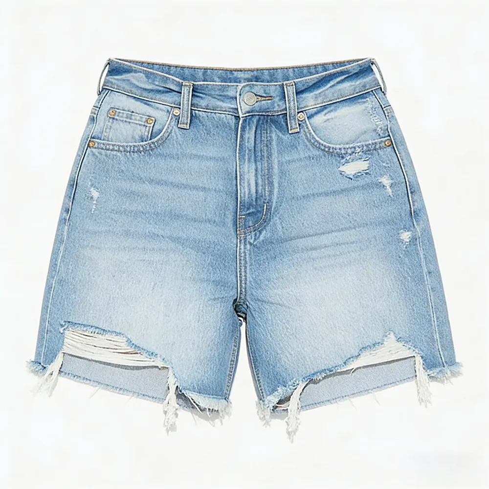 Women Ripped Denim Shorts