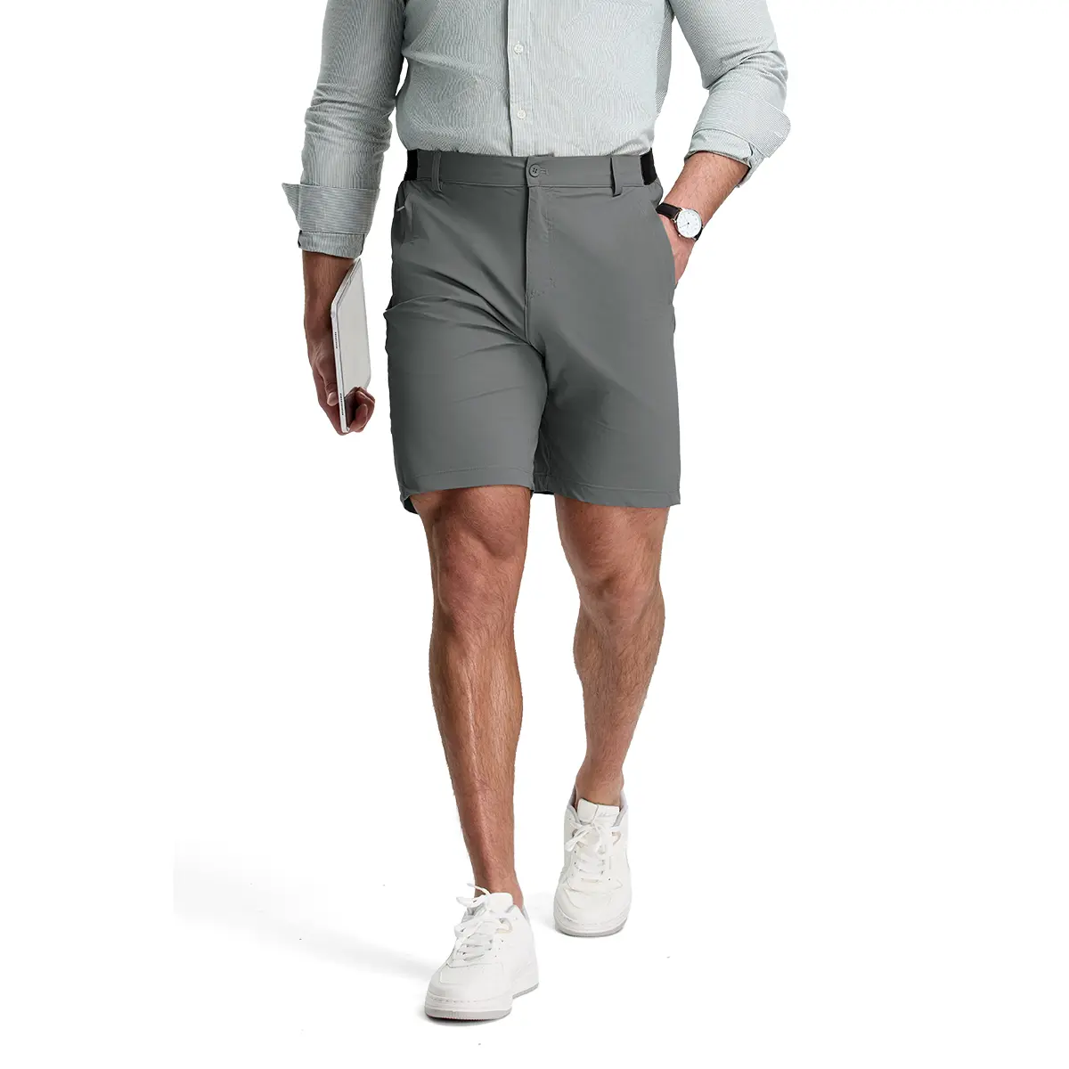 Men's 4-Way Stretch Shorts Quick Dry Casual Work Golf Pants Lightweight Breathable Zip Pockets Pants Summer Outdoor Bottoms