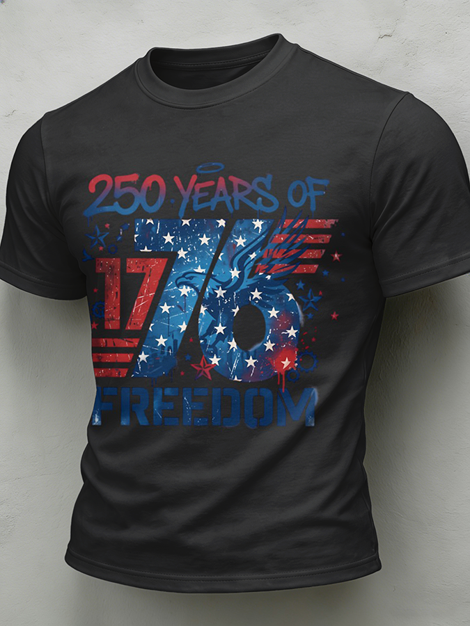 Men'S Casual American Founding Celebration Personalized Printed Round Neck T-Shirt