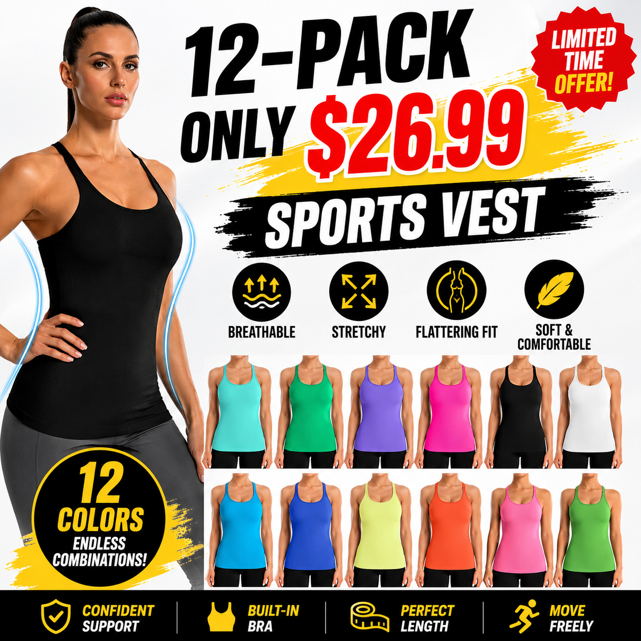 Women's Ribbed Sports Vest