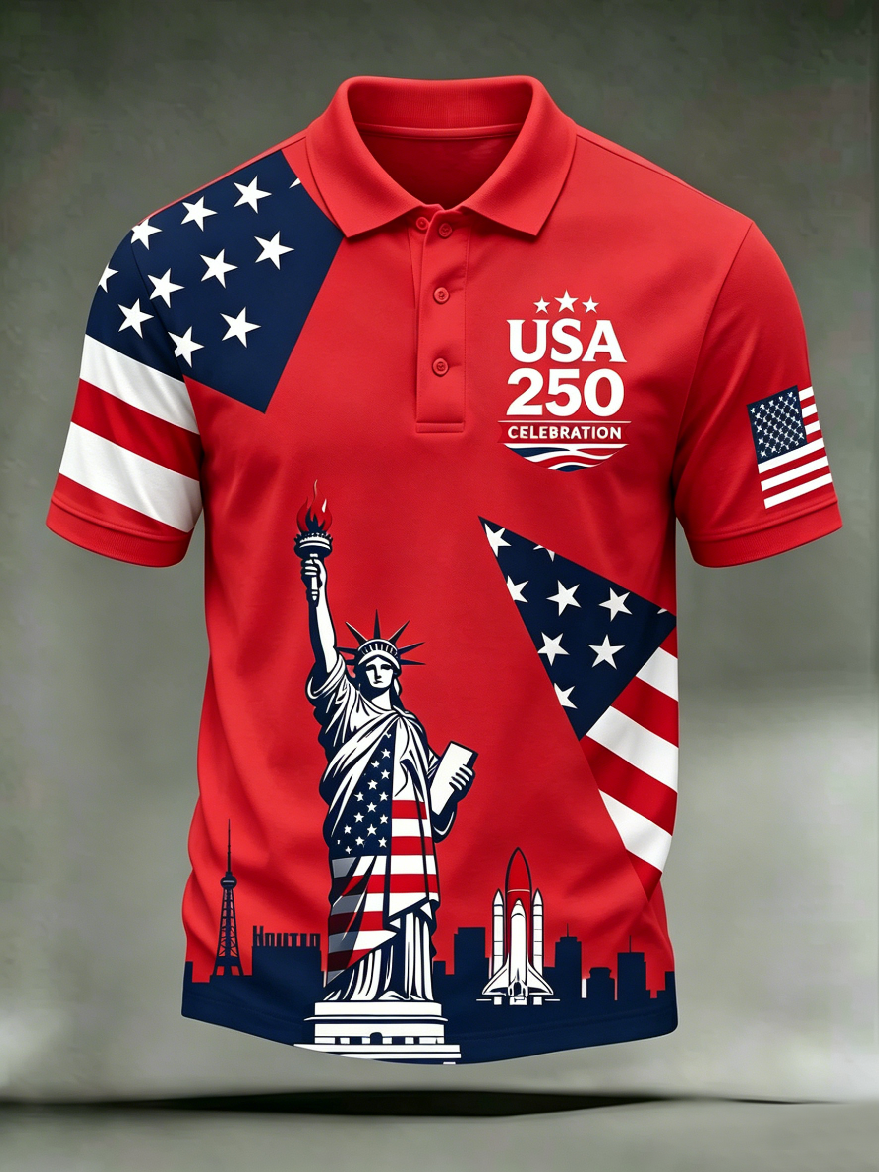 Men'S Casual 250Th Anniversary Celebration Of The Founding Of The United States Independence Day Personalized Printed Polo Shirt
