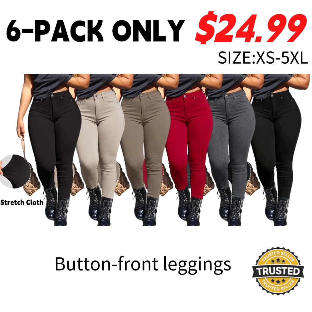 Women's Button-Fly Fitted Trousers (with Pockets) – Casual Slim-Fit
