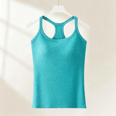 Women's 8-Pack Ribbed Built-in Bra Tank Top – Racerback Cropped Camisole with Removable Pads Wireless Supportive Yoga Top