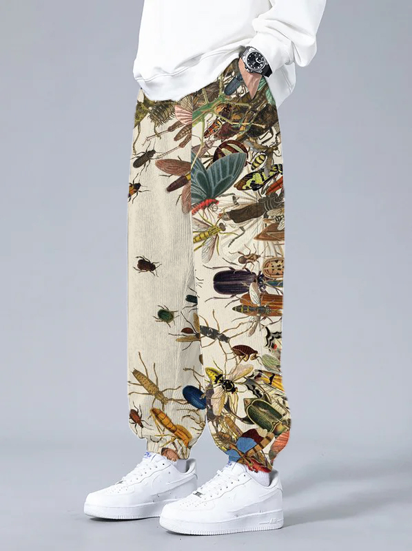 Men's Vintage Beetle Moth Bee Insect Art Print Sweatpants