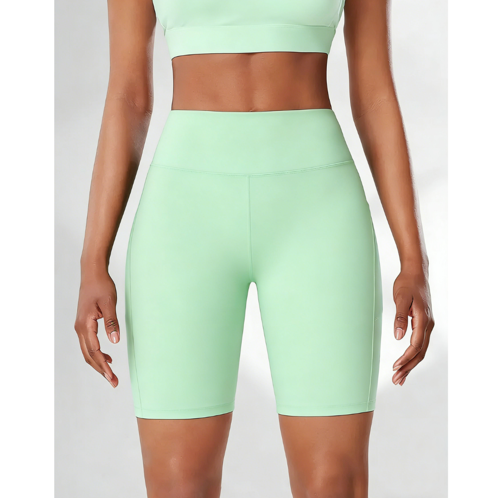 High Waist Yoga Shorts for Women - Soft Breathable Athletic Workout Shorts with Pockets, Tight Fit Gym Wear for Casual Use