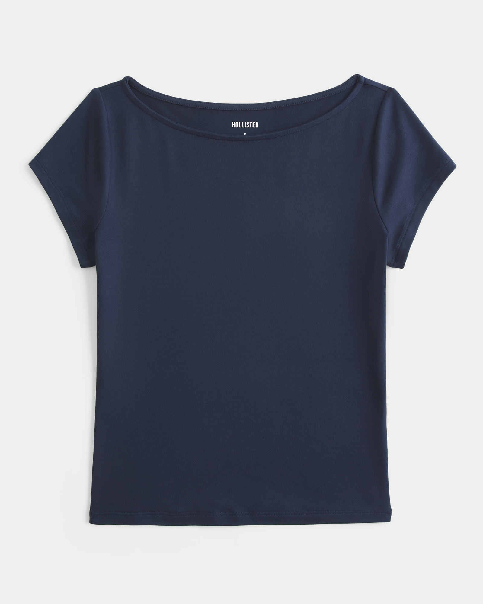 Short-Sleeve Seamless Fabric Slash-Neck T-Shirt