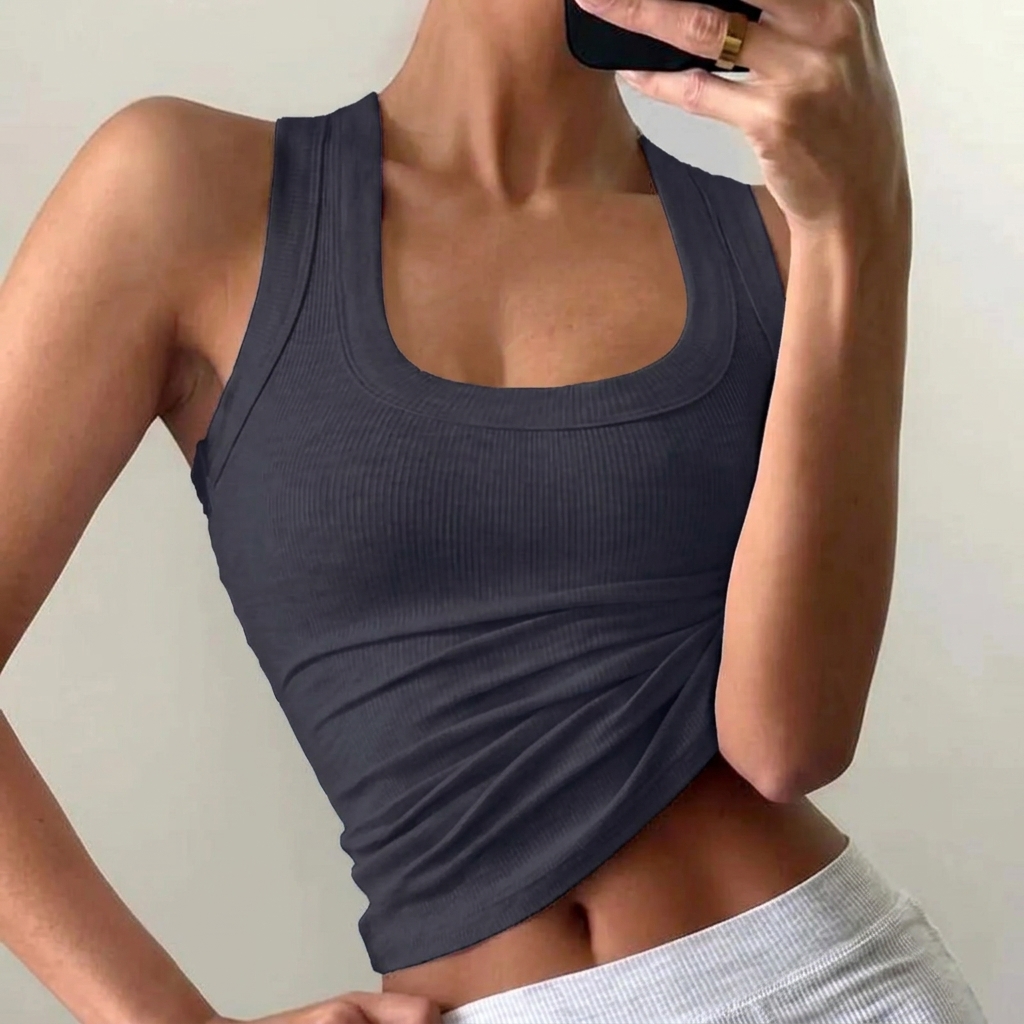 Women's Ribbed Tank Top – Slim Fit Sleeveless Summer Top