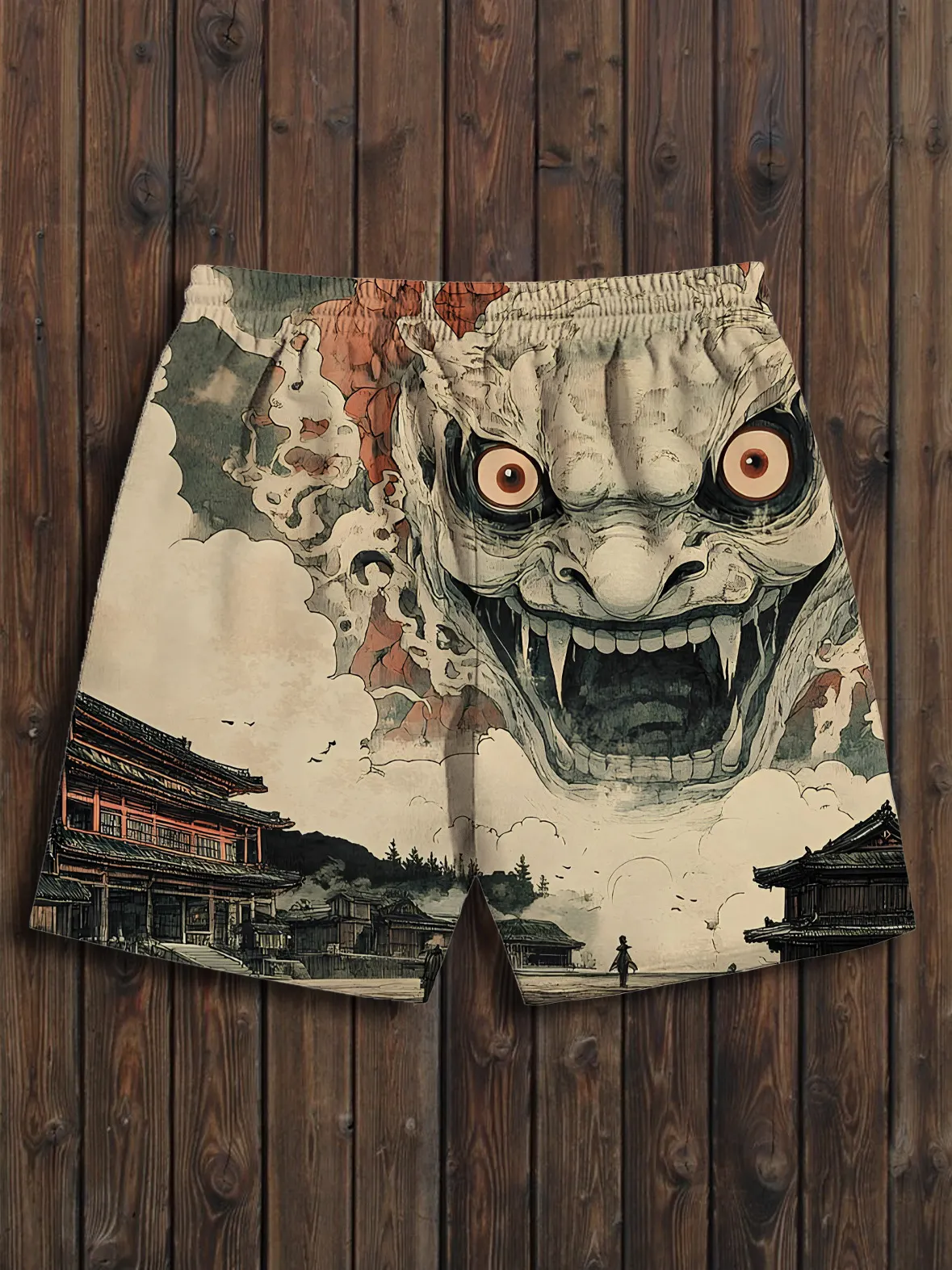 Men's Vintage Monster Print Casual Shorts