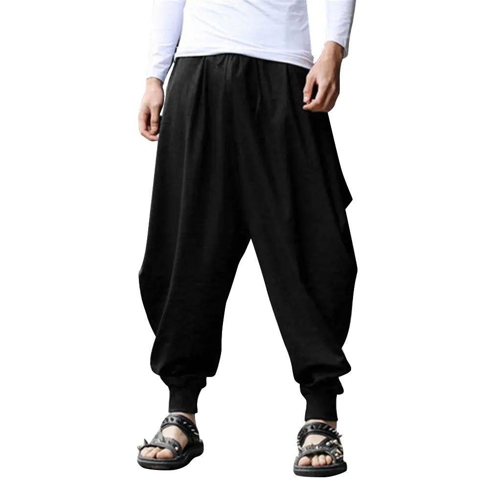 Men's Harem Pants – Baggy Drop Crotch Linen Boho Yoga Casual Trousers