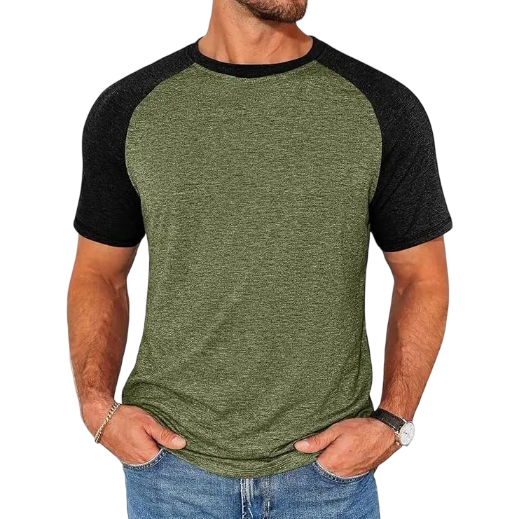 Mens Casual Slim Fit T Shirts Raglan Short Sleeve Crewneck Baseball Tees Color Block Workout Fashion Shirt