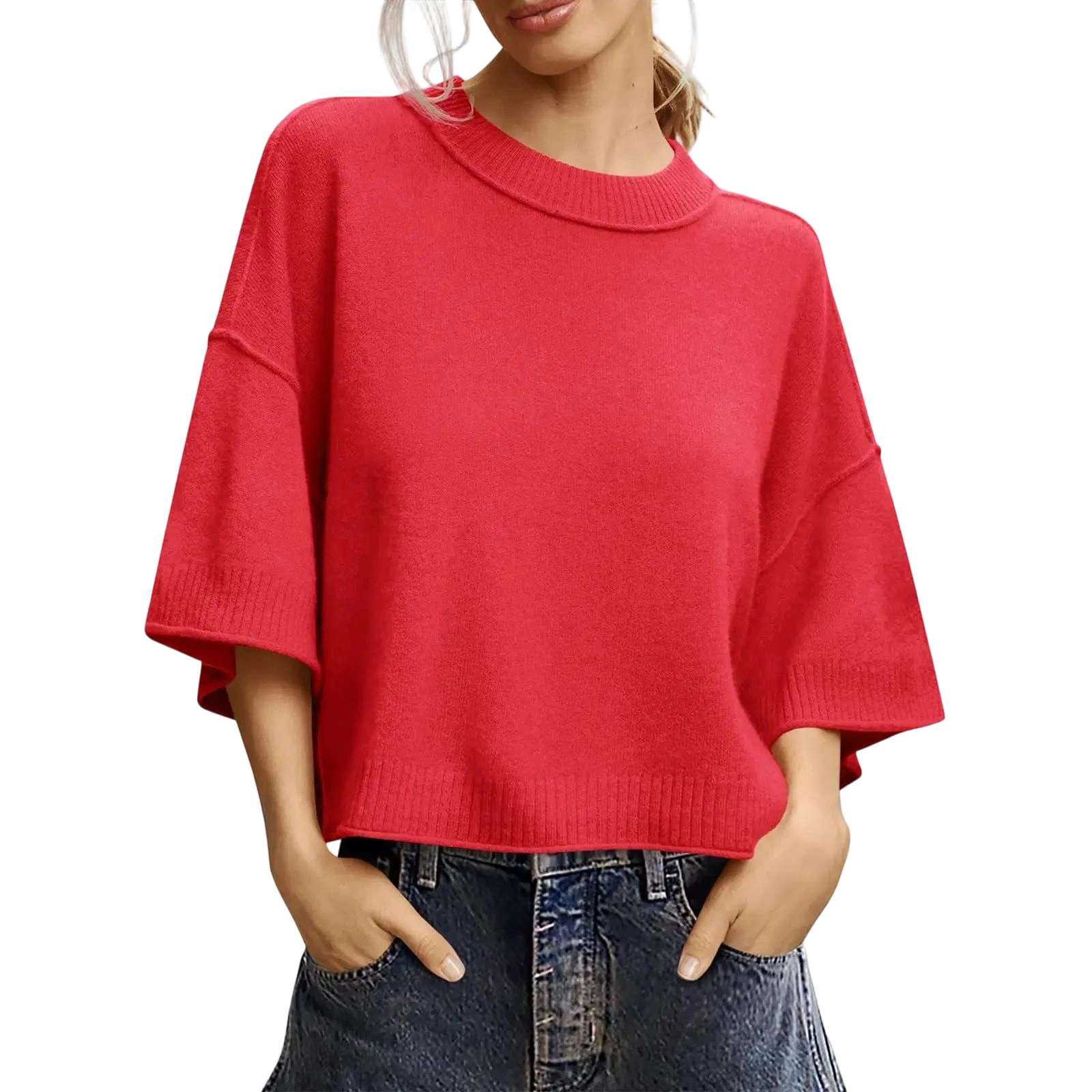 Womens Short Sleeve Sweater Summer Oversized Cropped Sweaters
