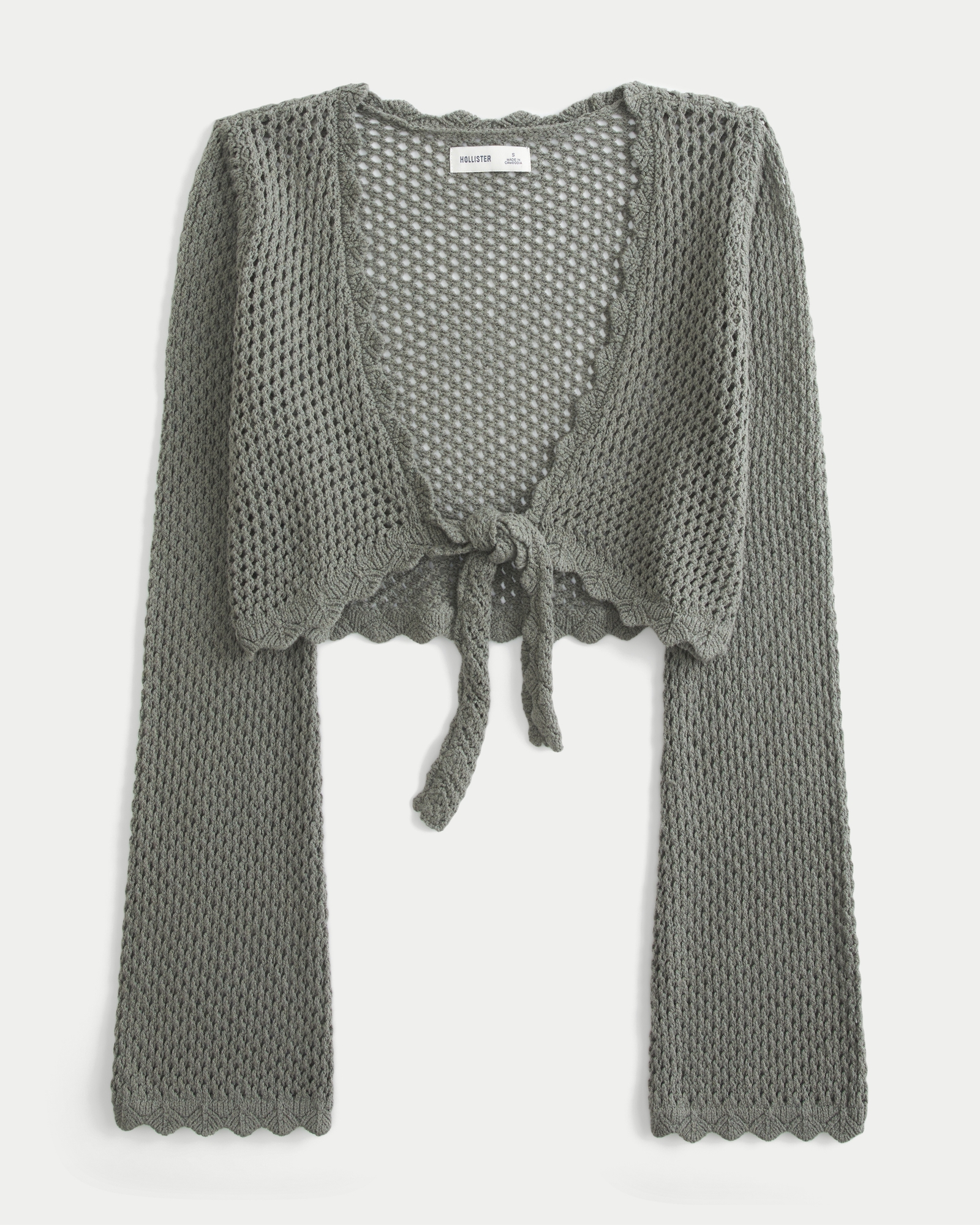 Long-Sleeve Tie Front Shrug