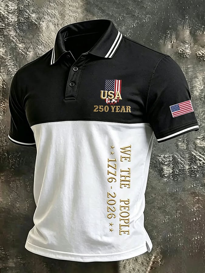 Men's American Flag 250Th Anniversary Print Polo Shirt