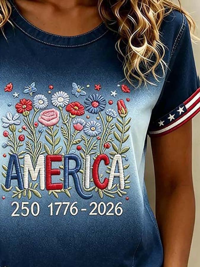 Women'S Casual Independence Day Printed Top