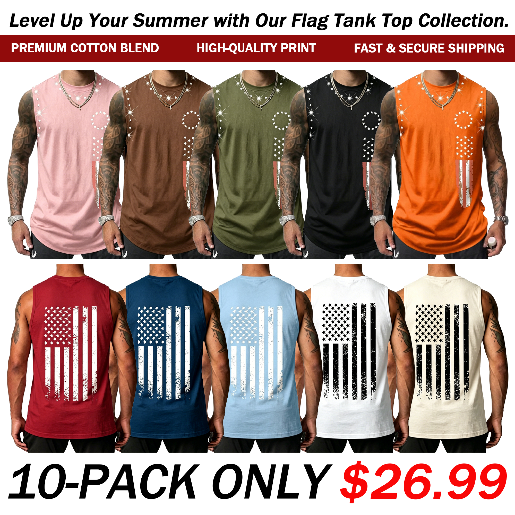Men's American Flag Graphic Print Tank Top