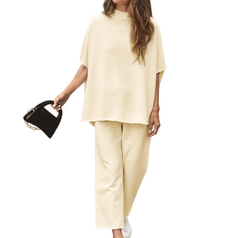 Women's Batwing Sleeve Capelet & Wide Leg Pants Lounge Set