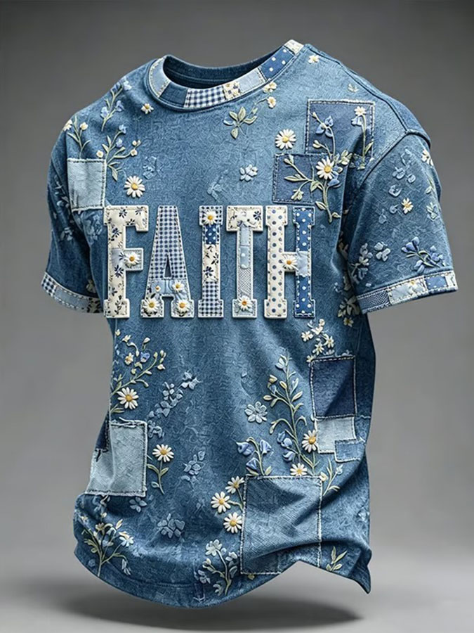Men'S Faith Themed Printed T-Shirt