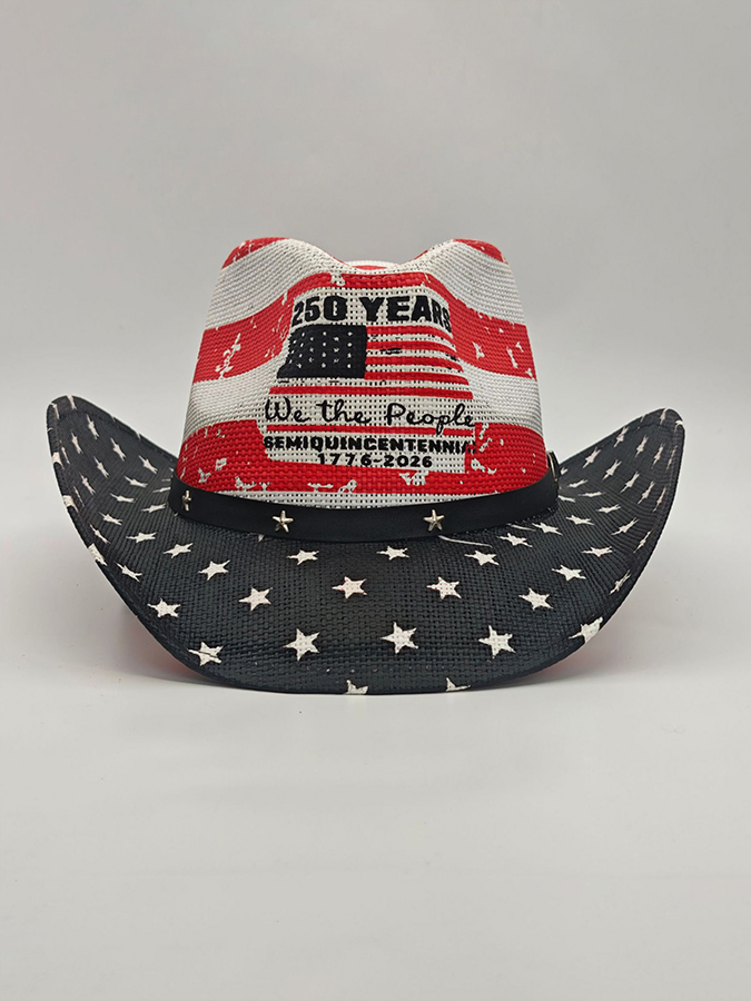 Unisex Anniversary Commemoration Our People's Half Century Commemoration Star Stripe Printed Wide brimmed Cowboy Hat