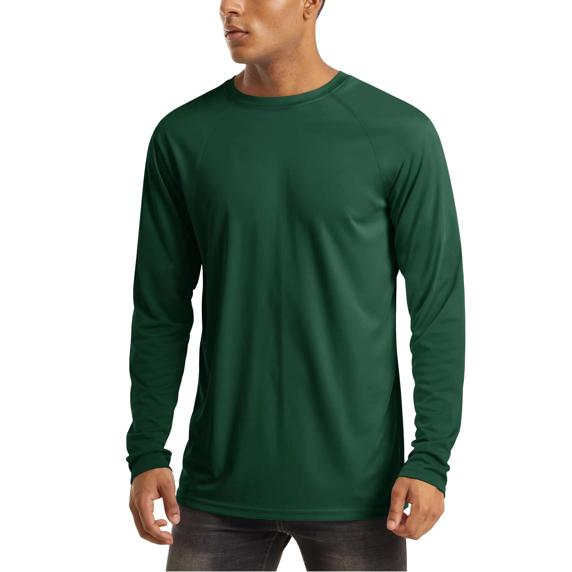 Men's Long-Sleeve Athletic Top — UPF 50+ Sun Protection, Quick-Drying, Lightweight Summer Sports Shirt