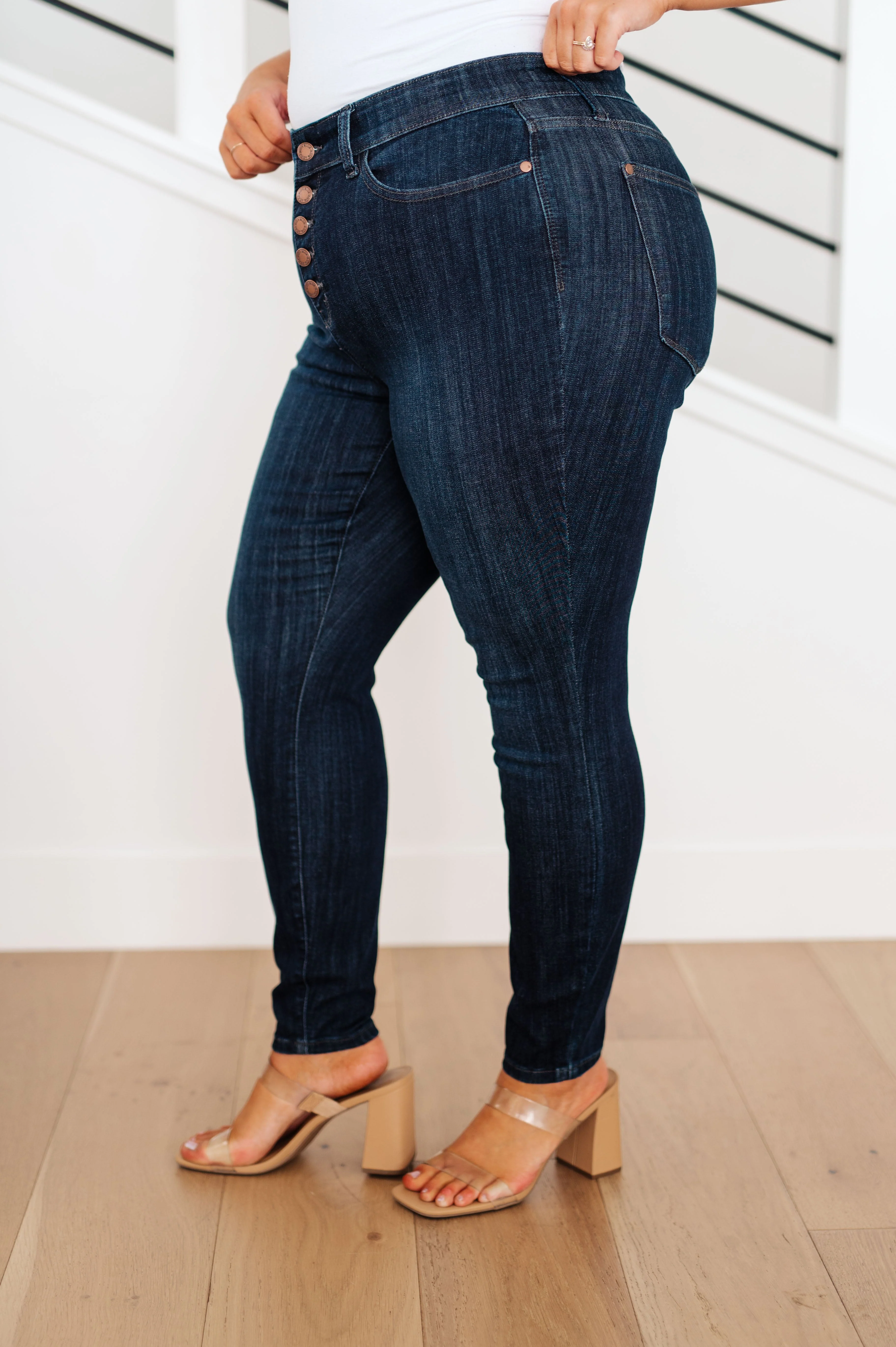 Blue Celecia High Waist Hand Sanded Resin Skinny Jeans