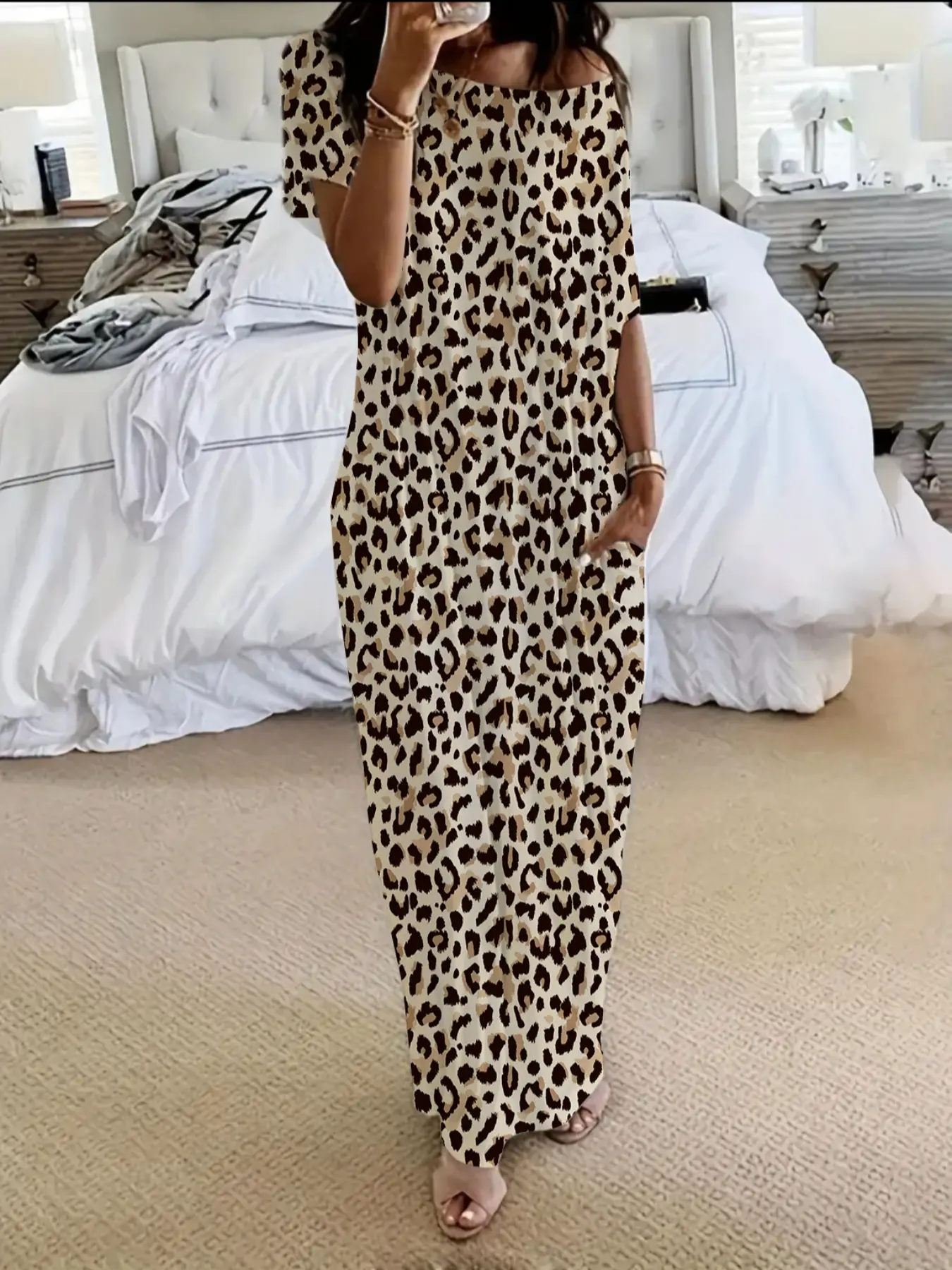 Women's Batwing Sleeve Lounge Dress - Comfy Sleepwear