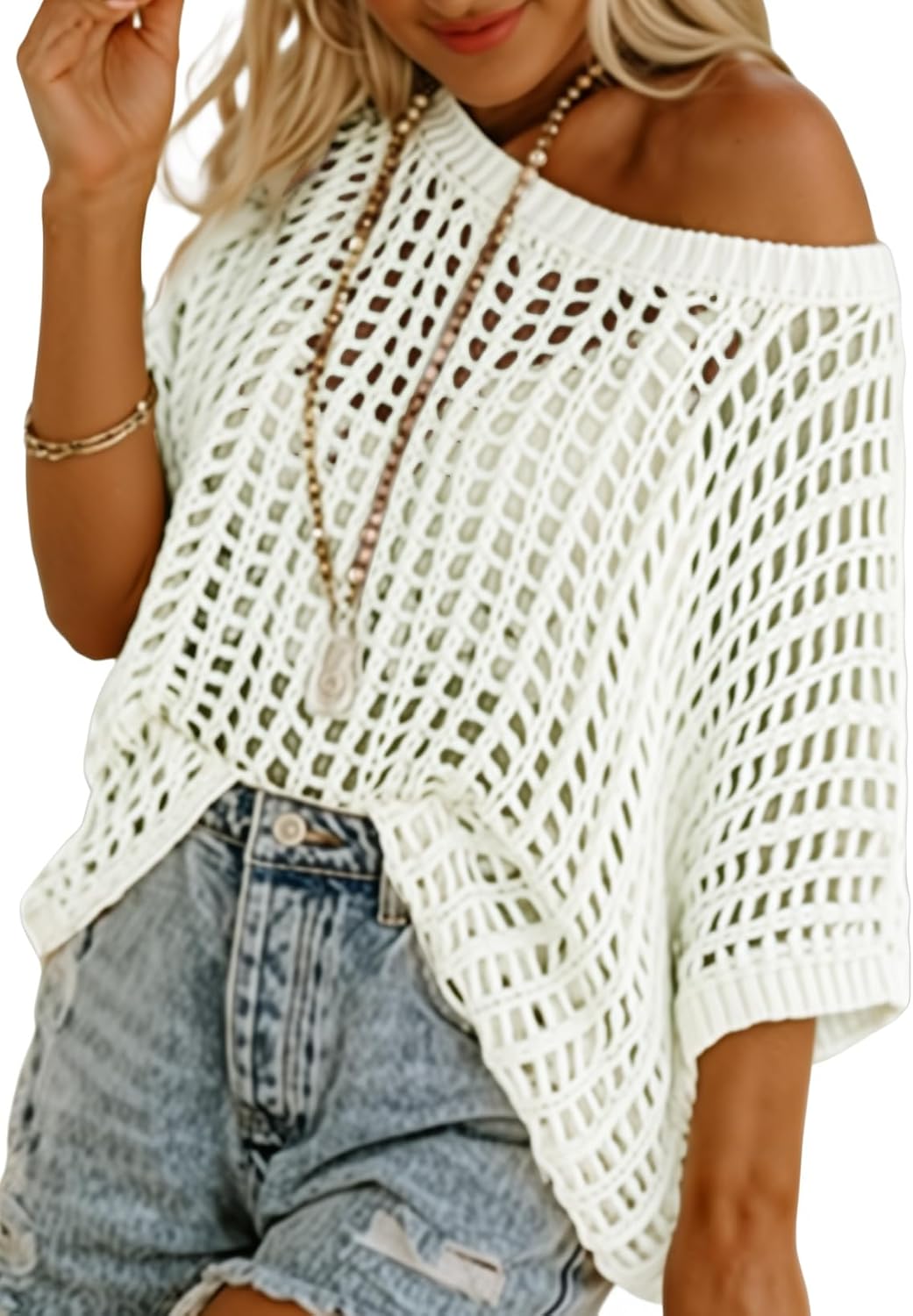 Women's Summer Crew-Neck Short-Sleeve Knit Top