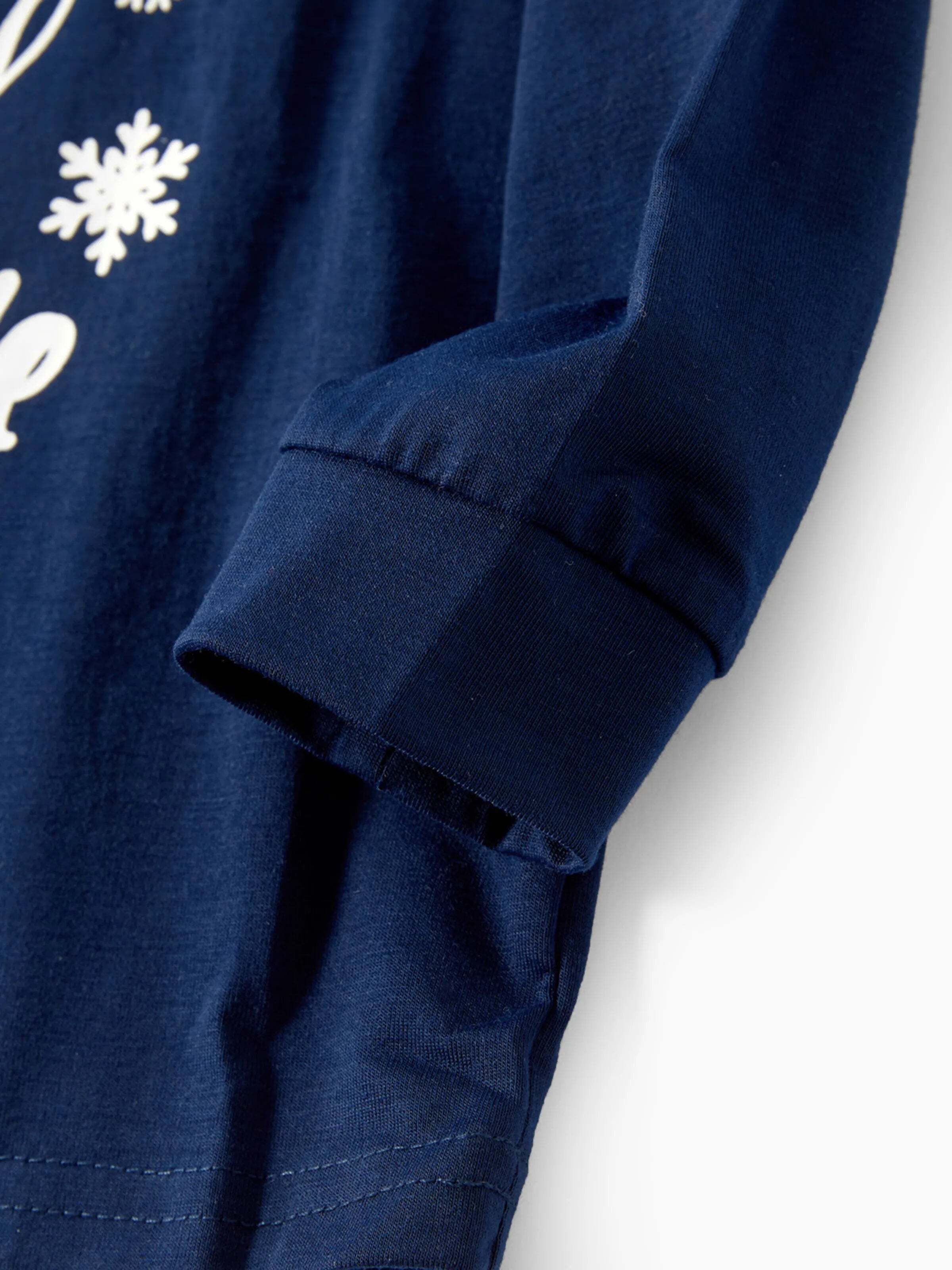 Mosaic Family Matching Letter Top Reindeer Pants Christmas Pajamas Sets with Christmas Socks Deep Blue
