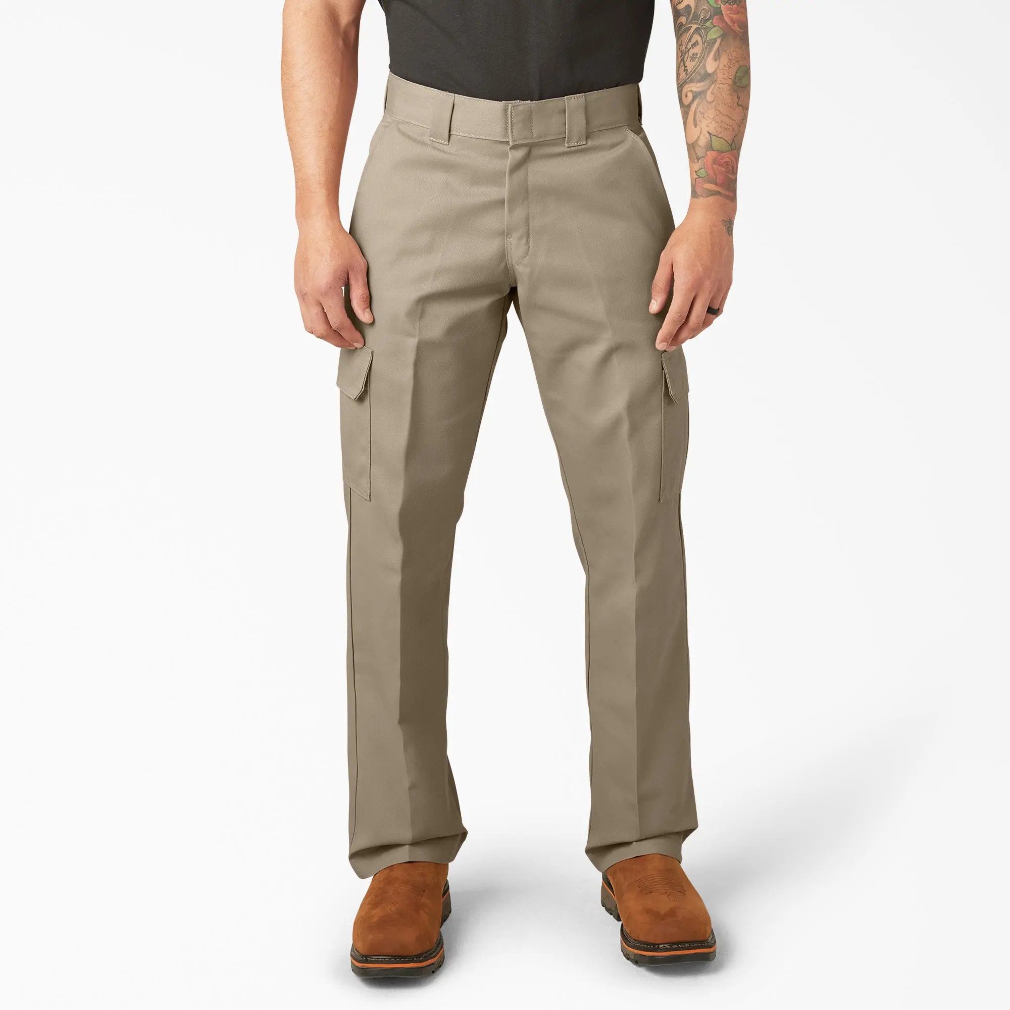 Men’s Relaxed Fit Cargo Work Pants, Wrinkle-Resistant Fabric, Easy-Care