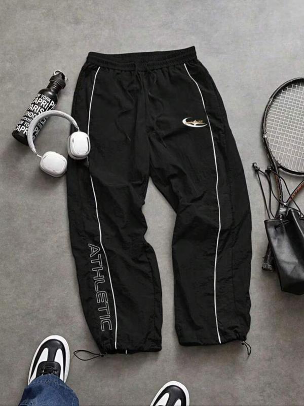 Men's Casual Sporty Long Pants, Loose Fit Elastic Cuff, Fashionable Print, Lightweight Fabric, Perfect for Daily Wear