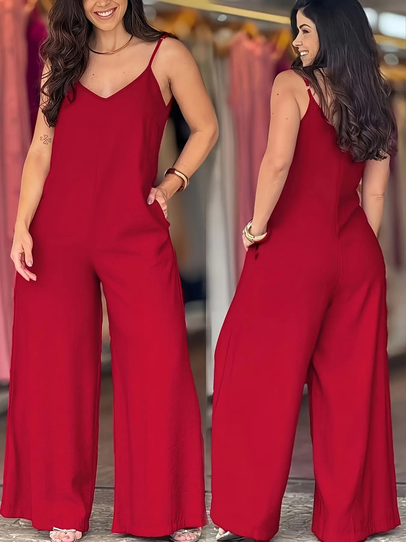Women's Elegant Solid Color Strapless Jumpsuit