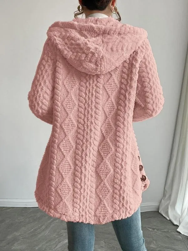Women's Solid Color Fuzzy Hooded Jacket